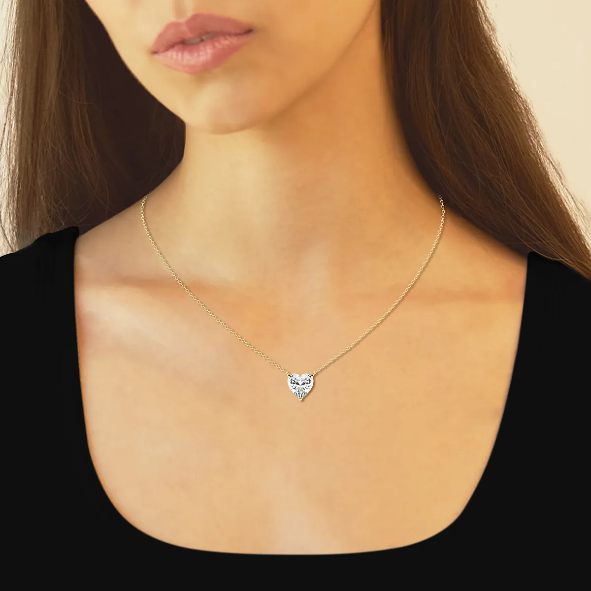 2.00 CTW Floating Heart Shape Lab Grown Diamond Solitaire Pendant Necklace F/G VS1 AGI Certified in 14K White or Yellow Gold