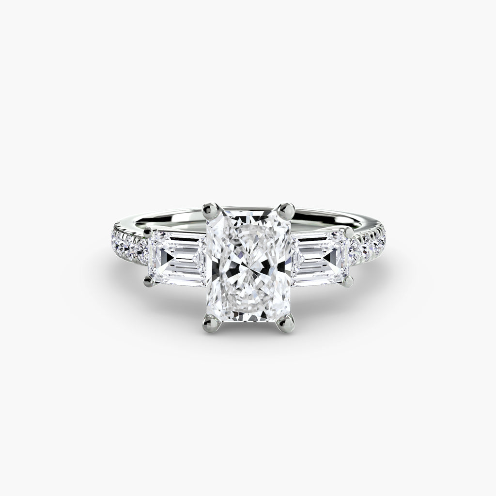 Three-Stone Ring with Pavé Band 4