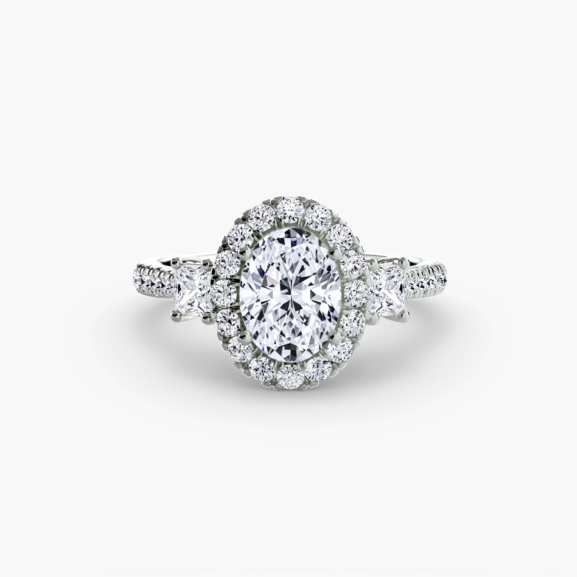 Three-Stone Ring with Halo 2