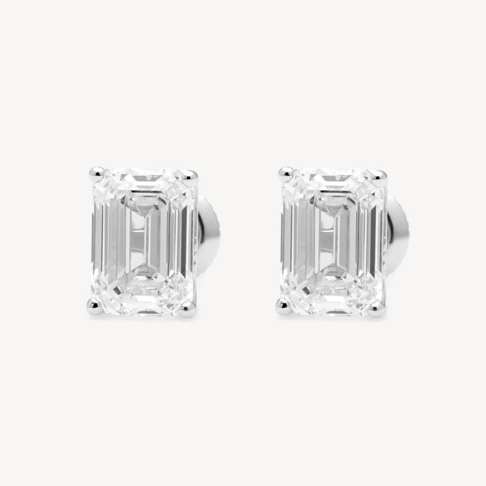 Emerald Cut Diamond Studs
