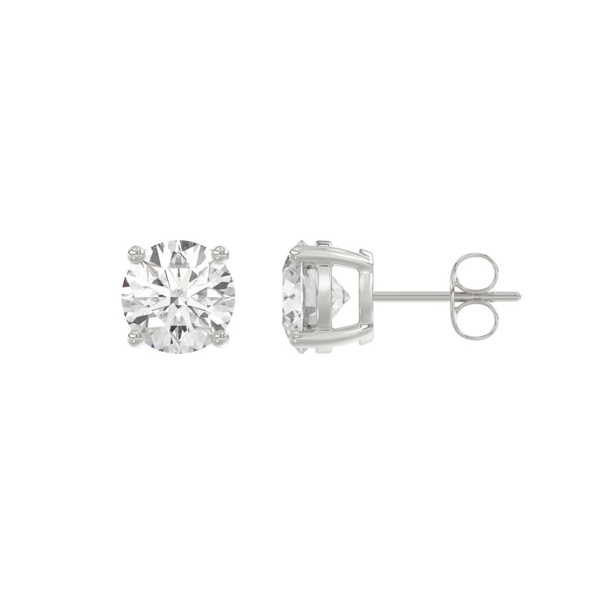 4-Prong Basket Round Brilliant Diamond Stud Earrings 3 ct
