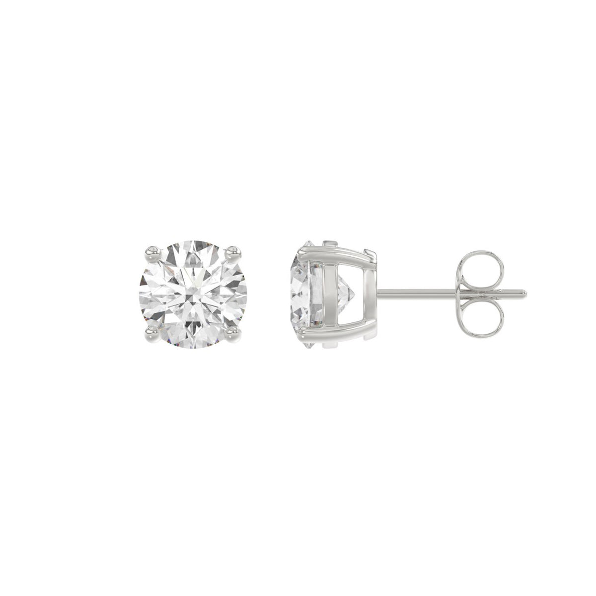 4-Prong Basket Round Brilliant Diamond Stud Earrings 2.5 ct