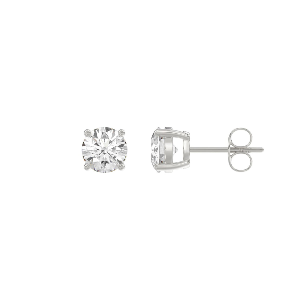 4-Prong Basket Round Brilliant Diamond Stud Earrings 1.5 ct