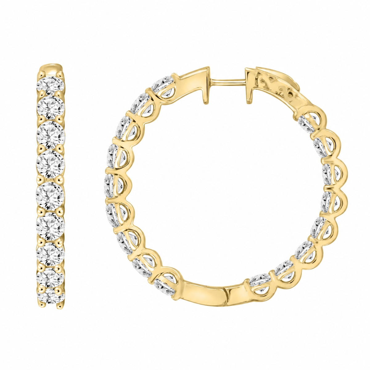 Inside-Out Round Diamond Hoop Earrings 7 ct